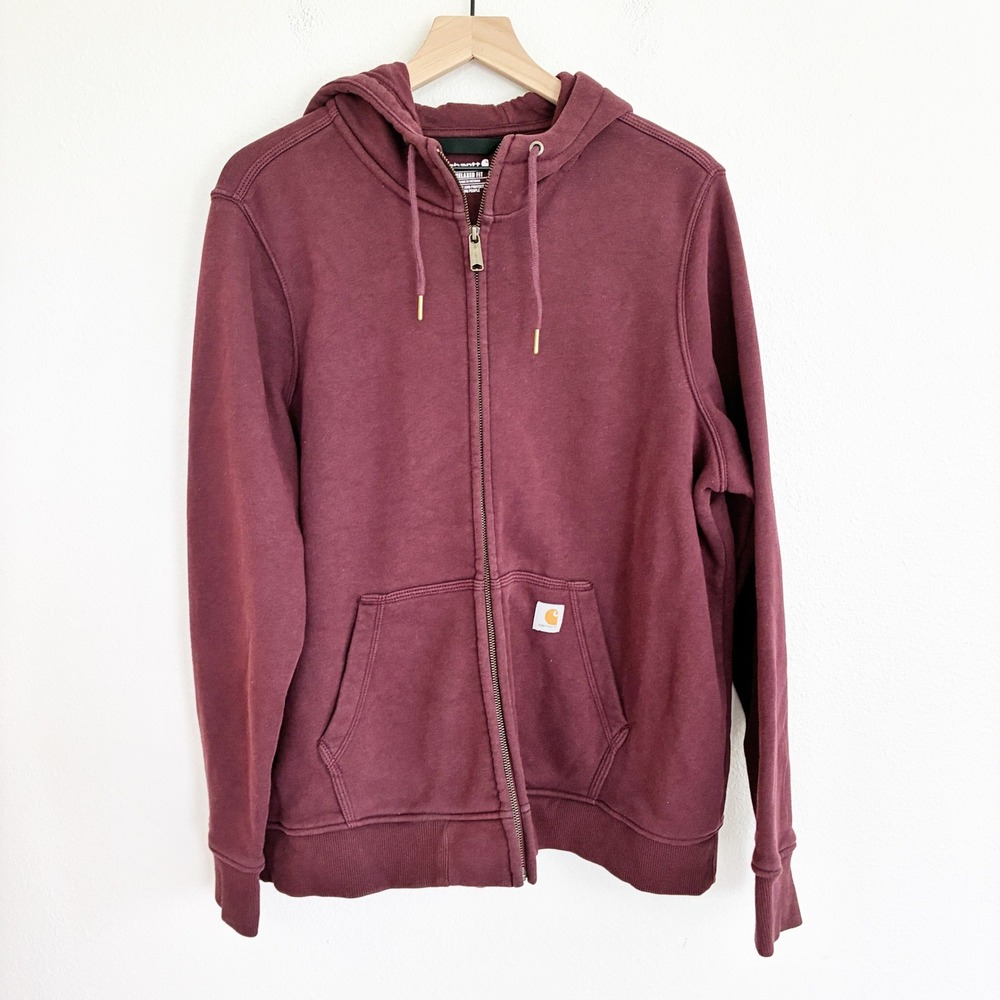 Carhartt Clarksburg Full Zip Hoodie Women XXL 20 Burgundy Relaxed Fit Sweatshirt